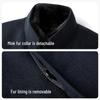 Hodo Men's 100% Wool Coat with Detachable Fur Collar