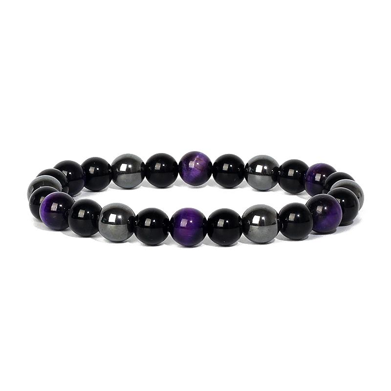 Facted Obsidian Hematite Tiger Eye Bracelets for Magnetic Health Protection Soul Jewelry Nature Stone Beads Bracelet Men Pulsera