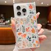 Frosted Square Transparent Phone Case for iPhone 16 Pro 15 14 Plus 13 12 Pro Max 11 Tree Leaves Floral Pattern Tpu Soft Shockproof Slim Cover
