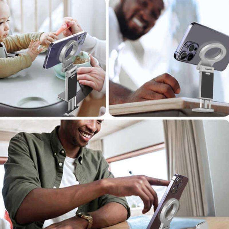Portable Phone Mount Stand for Airplanes Train Desktop Use Magnetic Holder Adjustable Stand Foldable Hands Less Viewing