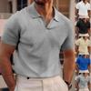 Men's Summer Collar T-shirt Men's Polo Shirts (men’s) Waffle Oversize Solid Color Casual Short Sleeve T Shirts (men’s)