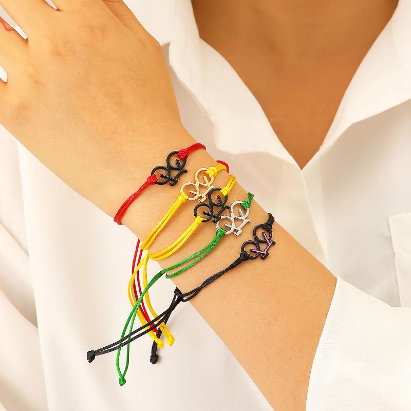 1Pcs Trendy Sports Cycling Periphery Pendant Bracelet Bicycle Hand Woven Rope Bracelet Pink Bicycle Jewelry