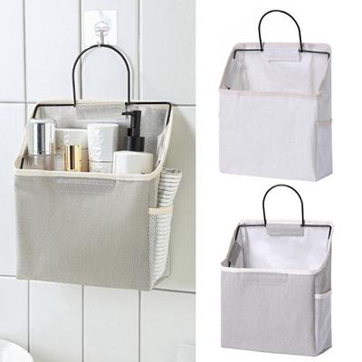 Storage Hanging Bag Large Capacity with Mesh Pocket Multi-functional Bedside Cotton Linen Organising Storage Bag