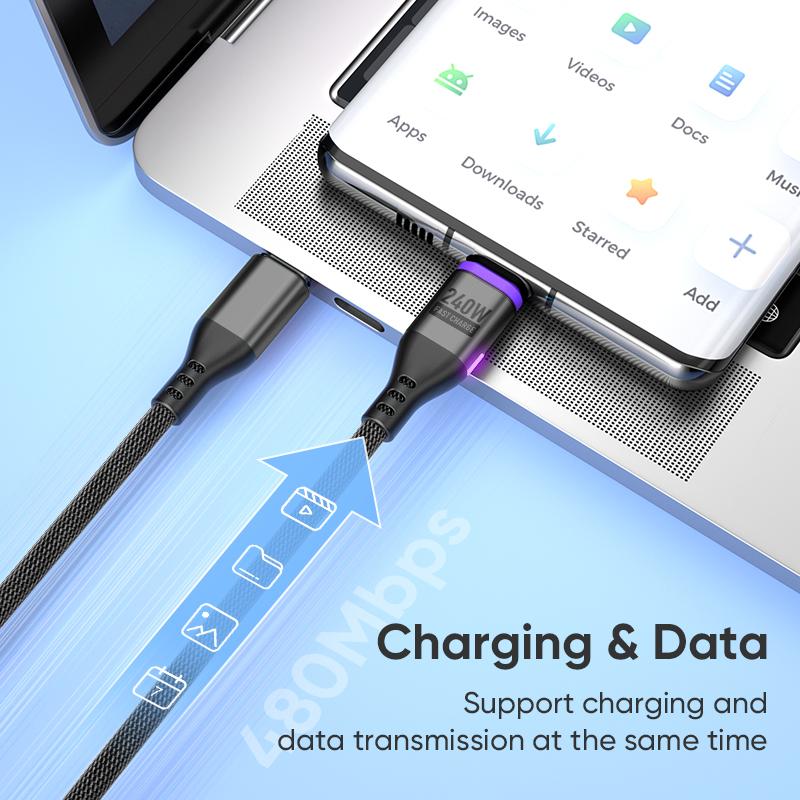 AUFU 5A Magnetic USB Type C Cable For Macbook 240W Fast Charging Magnet USB-C Charger Data Cord For iPhone Samsung Xiaomi Realme 4
