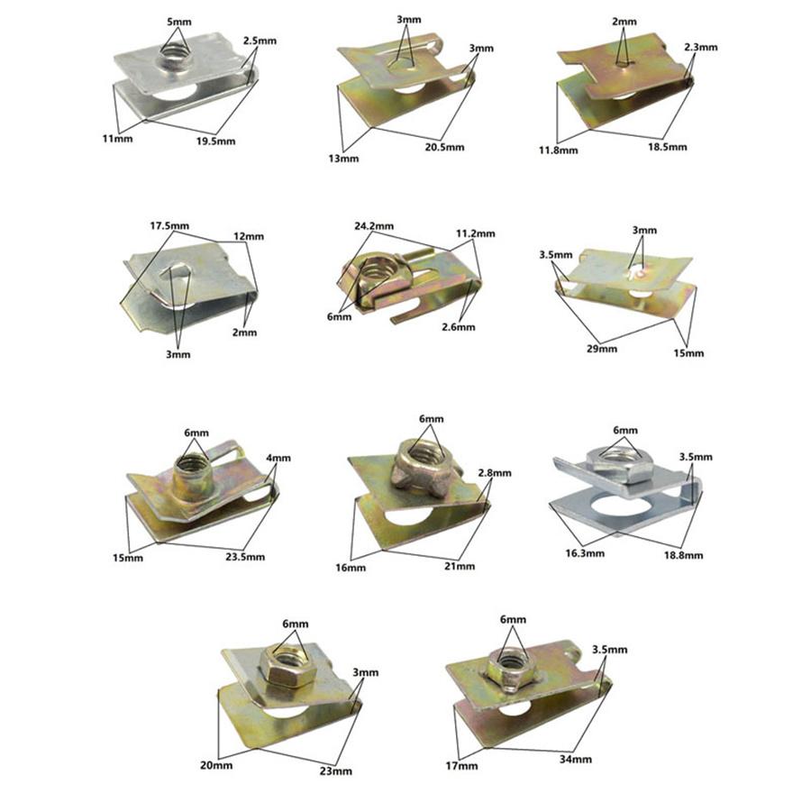 150 STK Metall U-type Base Fender Støtfanger Bladplate Festeklemme U Type Pakning FenderMetal clips