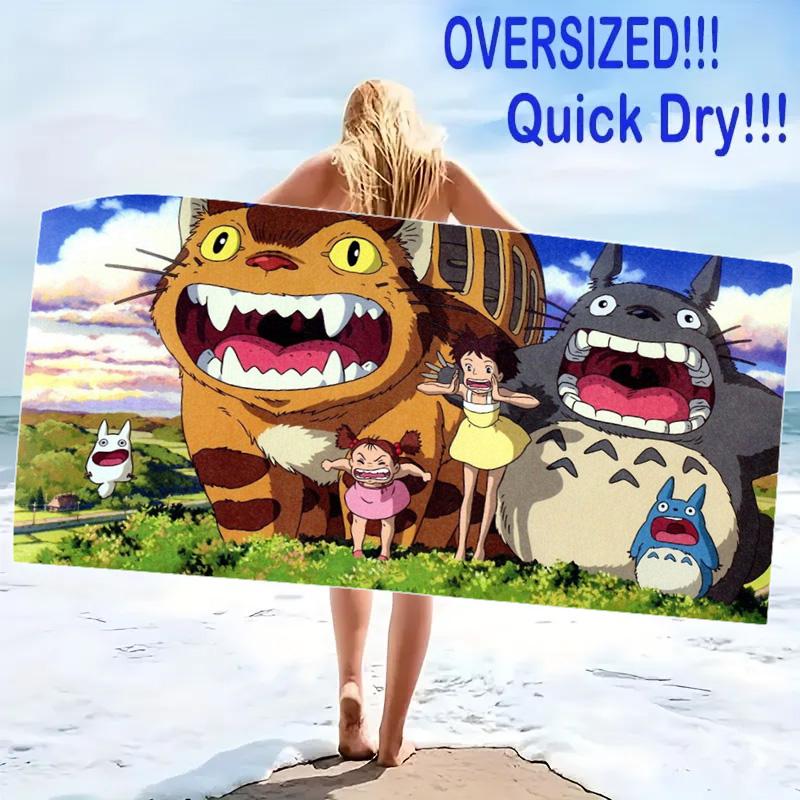 Anime-Totoros Print Beach Towel, Large Soft Quick Dry Towel for Beach Camping Swimming