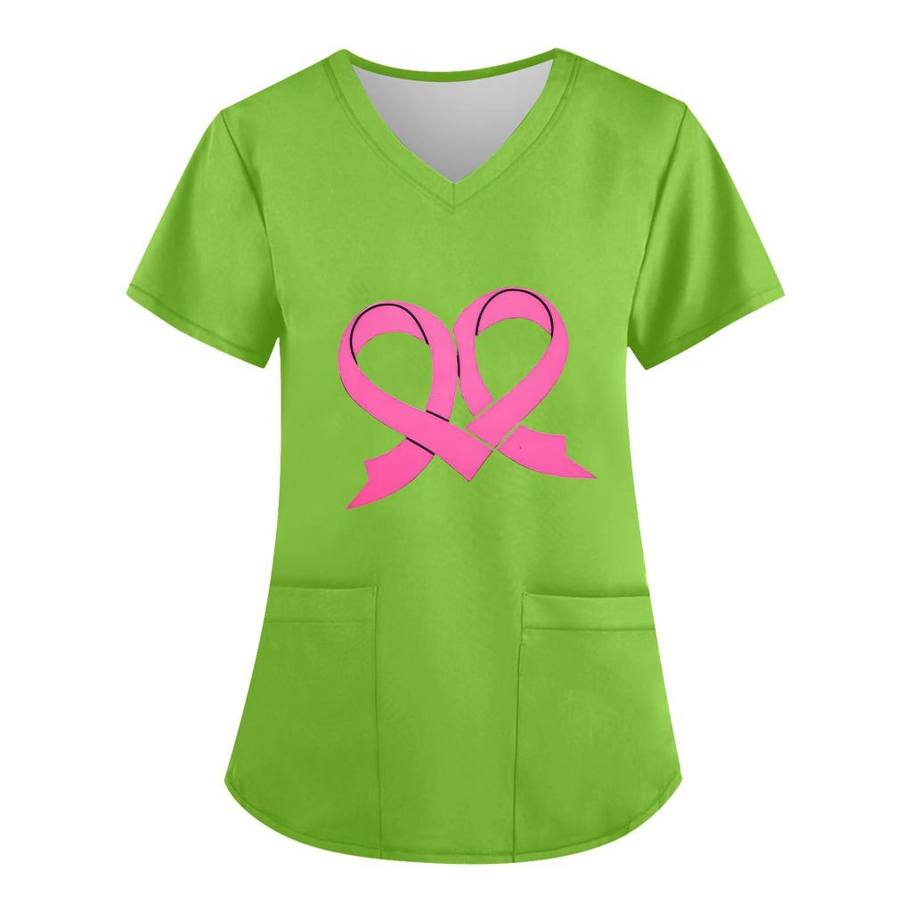 Women's V-Neck Short-Sleeve Pocketed Top With Side Slit