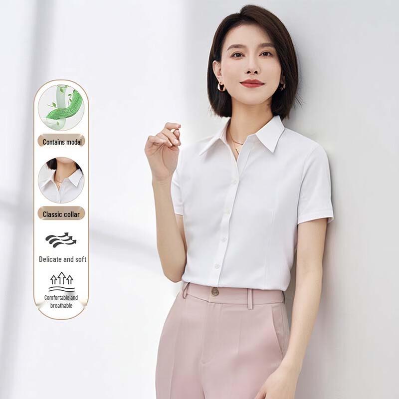 ROMON Women s Short Sleeve Business Casual Shirt 46