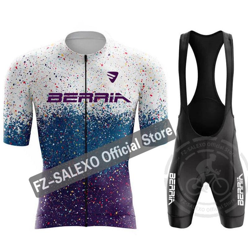 BERRIA Cycling Jersey Set 2024 Summer Men Star Point Cycling Clothing Short Bike Jersey Breathable Racing Sport Bicycle Jersey