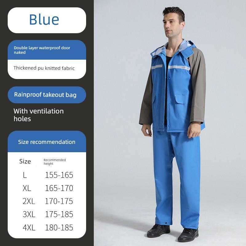 Raincoat and Rain Pants Set for Men, Separate Pieces, Extended and Thickened, Suitable for Motorcycle Riding, Full-Body Storm Protection