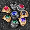 Stainless Steel Men Rings Rhinestone United States Hip Hop Punk Rock for Biker Male Boyfriend Jewelry Creativity Gift Wholesale