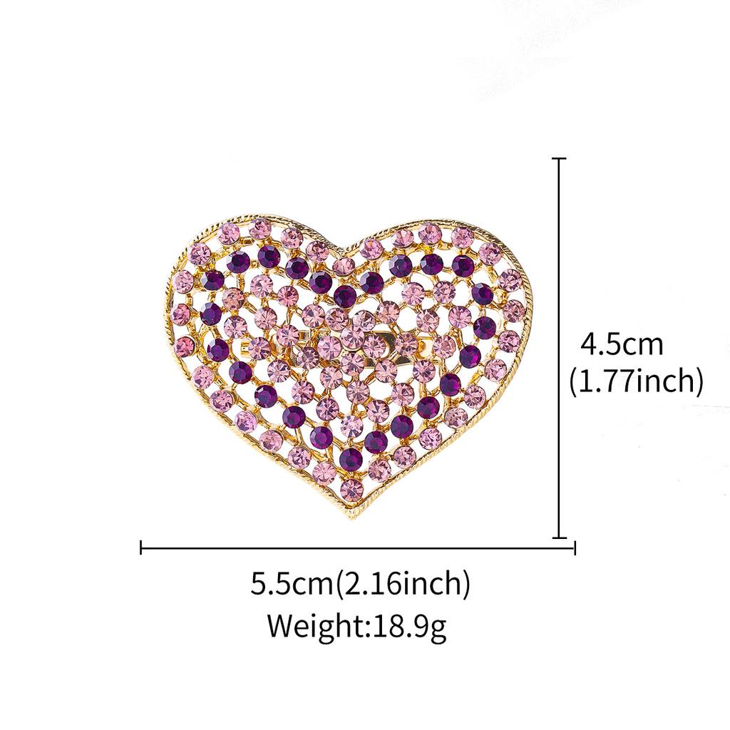 Fashion Hot-selling Hollow Love Brooch Temperament Elegant Alloy Diamond-encrusted Peach Heart Blazer Jewelry Corsage