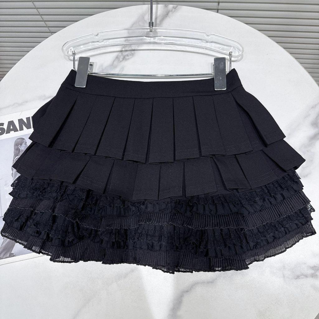 Women's Lace Pleated Layered Short Skirt - Spring/Autumn Versatile Sweet Style