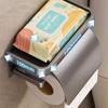 Punch-free Bathroom Tissue Self Wall-mounted Tissue Roll Hanger 2-in-1 Paper Roll Rack  Washroom