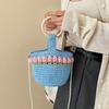 Handcrafted Knit Flower Small Pearl Handbag With Interior Pouch For Casual Outings