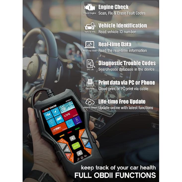 MOTOPOWER MP69040 Car OBD2 Scanner Check Engine Fault Code Reader Diagnostic Scan Tool, Black