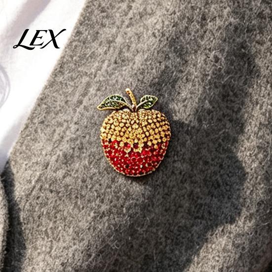 Bag Decorative Pin Rhinstone Fruit Brooch for Women, Shape Alloy Lapel Golden Tone Accessories Pin, Clothing Jewelry Wedding Party Prom Shirts