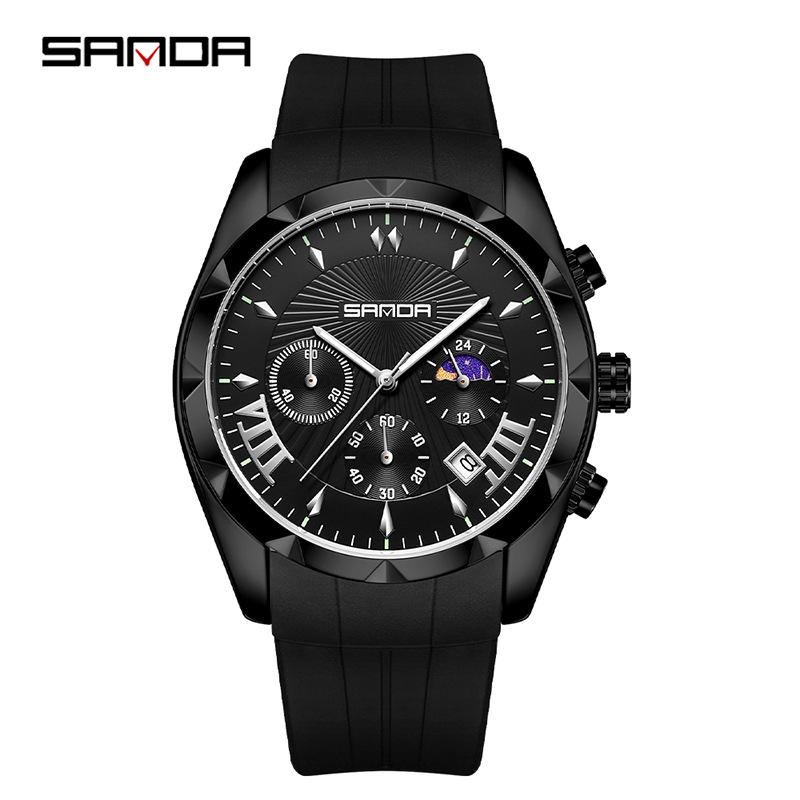 Sanda Men s Luminous Waterproof Quartz Watch with Six Hands and Calendar