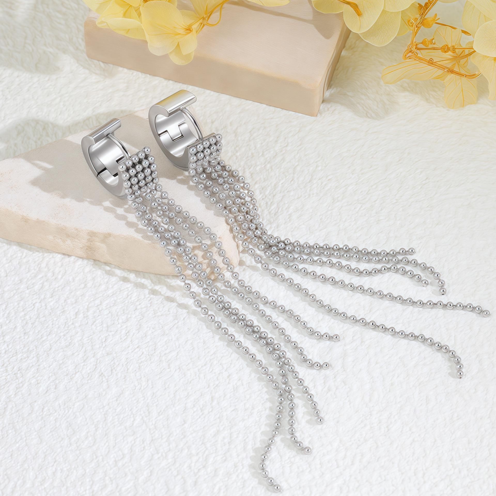 

Fashion stainless steel fringed earrings niche niche simple temperament women s jewelry ear jewelry
