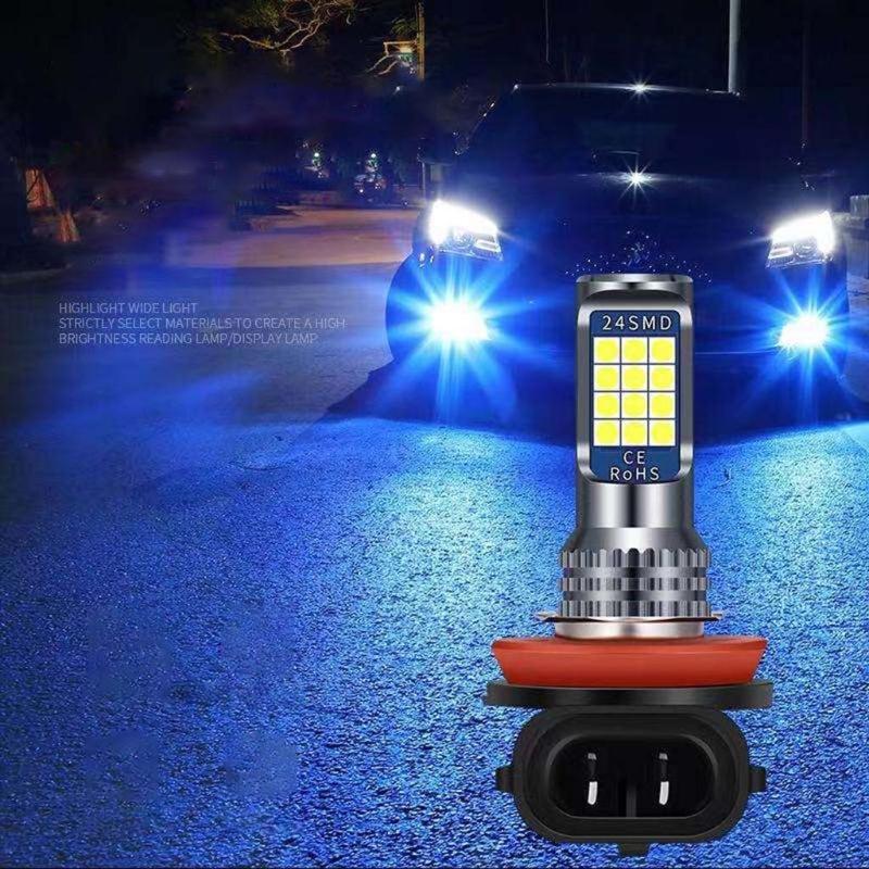 Car Lights Driving Headlight H3 H7 H8 H11 9005 9006 Auto Anti Fog Light LED Bulb Dustproof Waterproof Dual Color Lamp