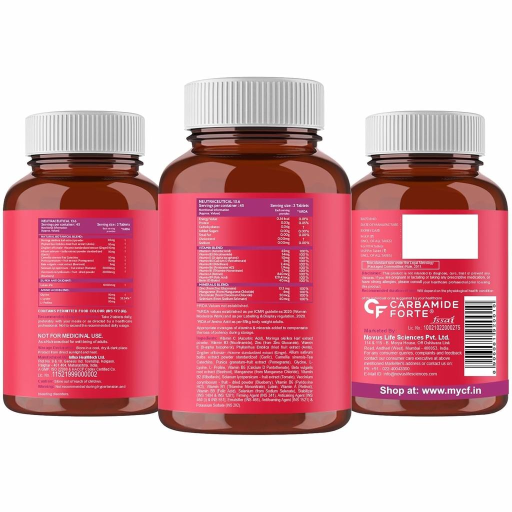 Carbamide Forte Veg Collagen Supplements for Women & Men 90 Tablets Plant Based Hair Skin Nails Booster