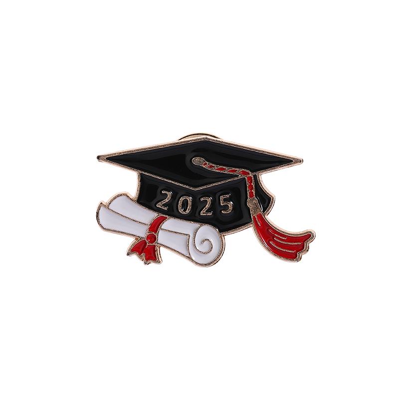 Graduation Season Enamel Pin Flower Bachelor's Hat Trencher Cap Brooches Lapel Badge Jewelry Souvenir Gifts For Students Friends