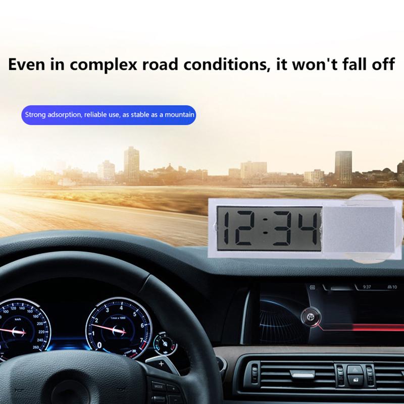 Mini Orologio Elettronico Digitale per Auto Universale Alta Qualità Trasparente Display LCD Orologio con Ventosa Accessori Interni Auto
