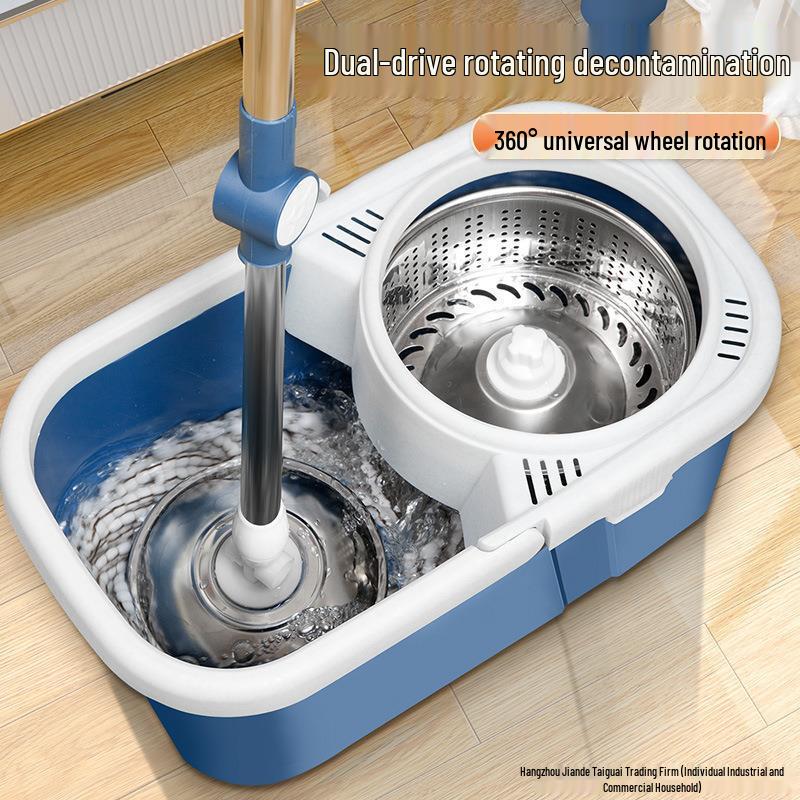 Spin Mop 2025: Dual Wet/Dry Self-Wringing Bucket System, Hands-Free Cleaning Solution