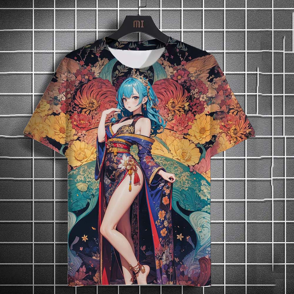 Men's T-shirt Cartoon Sexy samurai tattoo Women T shirts Summer Casual harajuku streetwear 3D Printed Hip Hop Unisex Tops