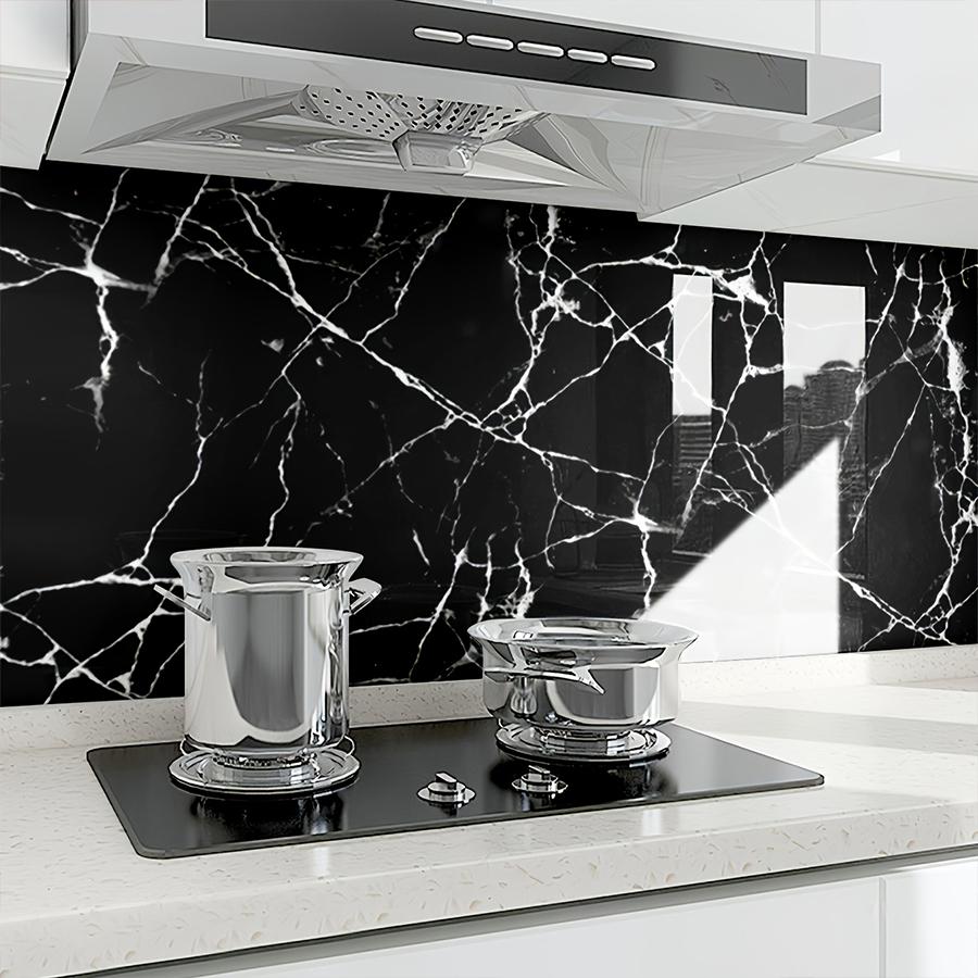 40cm Marble Aluminum Foil Wallpaper High Temperature Resistance Kitchen Stickers Self Adhesive Wallpaper PVC Bathroom Wall Sti