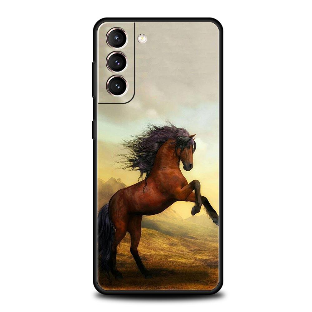 Coque de téléphone Animal Cheval pour Samsung Galaxy S26 S25 S24 S23 S22 S20 S21 FE Ultra S25 Edge Plus 5G Housse Souple en TPU Fundas Capas Sac