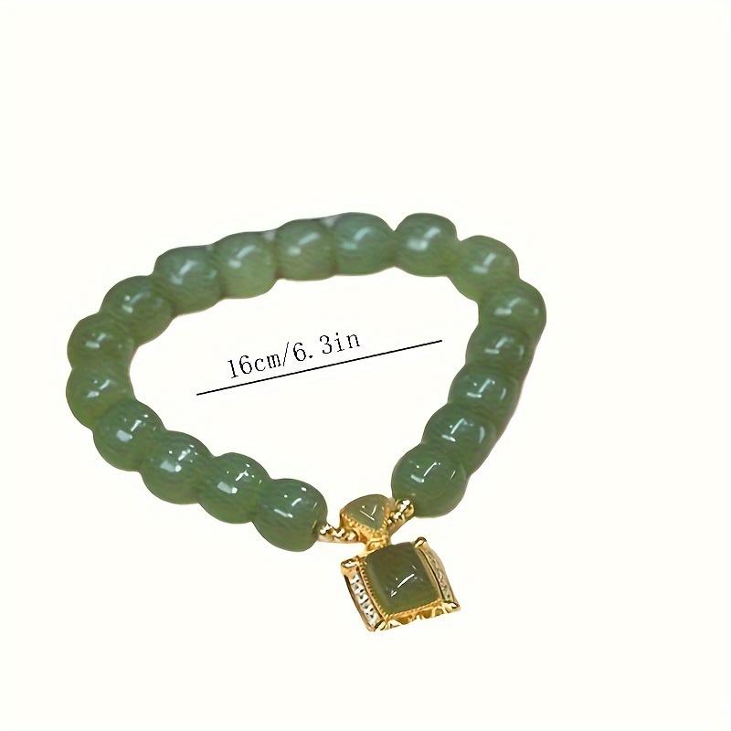 1pc Elegant Jade Colored Beaded Bracelet  Traditional Chinese Style, Chic Accessory for All Occasions Fashion Bracelet Women Gift