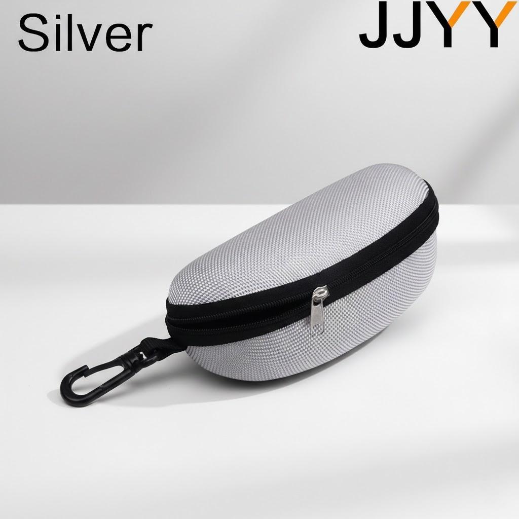 

Portable Sunglasses Case Travel Storage Bag Zipper Buckle Dustproof Carabiner Clip Fits Most Eyewear Accessories срібний