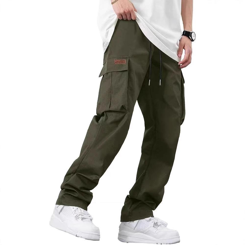2024 Men's Multi-pocket Workwear Drawstring Pants for Outdoor Hiking, Running, and Casual Wear