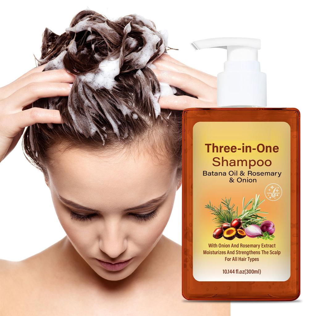 3-in-1 Hair Strengthening Shampoo, 300ml – Batana Oil, Rosemary & Onion Extracts – Moisturizing & Luster Restoring, 1-Pack