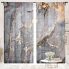 2 Stück, graue und goldene Vorhänge im Marmorstruktur-Stil – halbverdunkelnd – geeignet für Wohnzimmer, Schlafzimmer, Küche, Heimdekoration