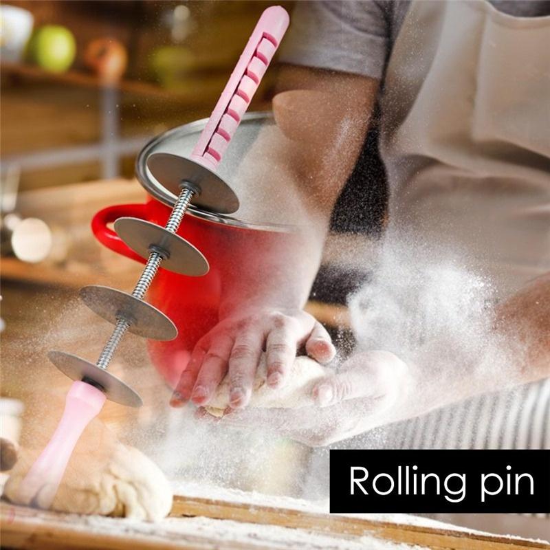 1 Pc Rolling Pin Multi-function Bread Set Adjustable Blade Roller Pins Croissant Cutter