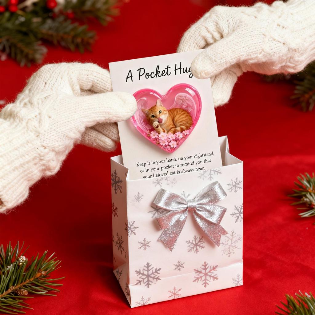 Kitten Hug Heart Shape Cute Positive Card Ornament Cat Motivational Cards For Women Girls Family Calming Sympathy Encouragement