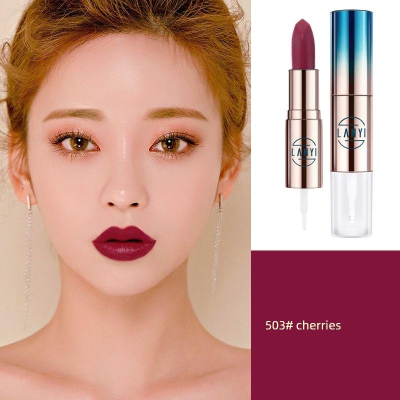Non-Fading No Stain on Cup Milk Tea Cameo Brown Lipstick Raincoat Matte Plain White Long Lasting Waterproof Cinnamon Milk Tea Color