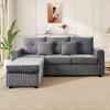 [5-Kissen Supreme Set] LED-Sofa mit wolkenweichem Sitzgefühl: 3-Sitzer-Sofa + Überdimensionierter abnehmbarer Hocker, Tragfähige modulare Möbel in L-Form