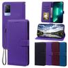 PU Leather Flip Wallet Phone Case for Vivo V21 4G/5G Litchi Texture Card Holder Kickstand Wrist Strap Protective Cover