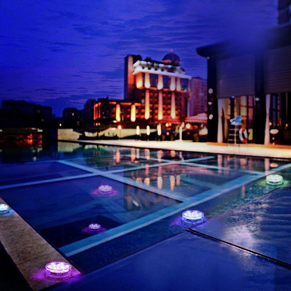 4pcs RGB LED Underwater Lights with RF Remote 16 Colors Waterproof Pool Aquarium Vase Party Decor