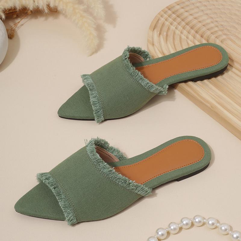 

Liyke Летняя мода швейные женские тапочки с кисточками для отдыха на открытом воздухе удобные повседневные мюли на плоской подошве сандалии пляжные шлепанцы обувь Zapatos Mujer 35