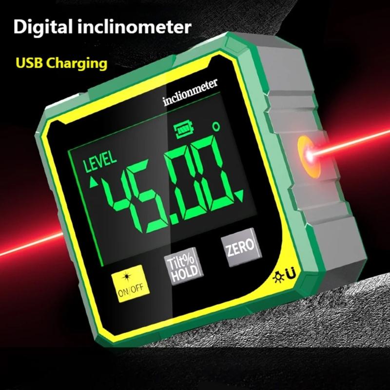 Easy To Read Digital Inclinometer Protractor Featuring Lasering Pointer For Accurate Angled Measurement In DIY Projects