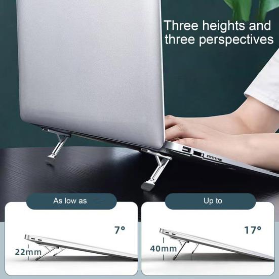 2Pcs Adjustable Laptop Stability Foldable Design Stand High Desk Ergonomic Aluminum Foldable Portable