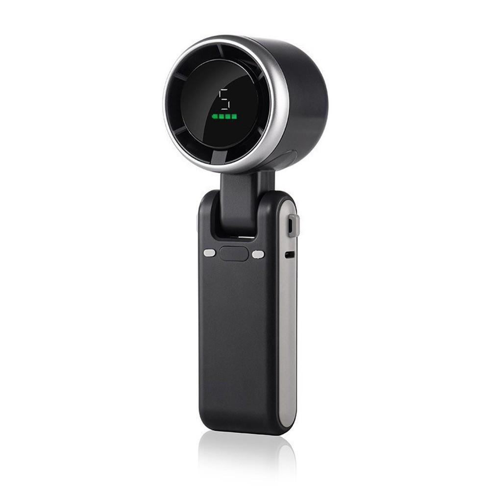Mini Handheld Fan High-speed Turbo FanUsb Charging Digital Display Portable Desktop Folding Hanging Camping Violent Turbo Fan чёрный