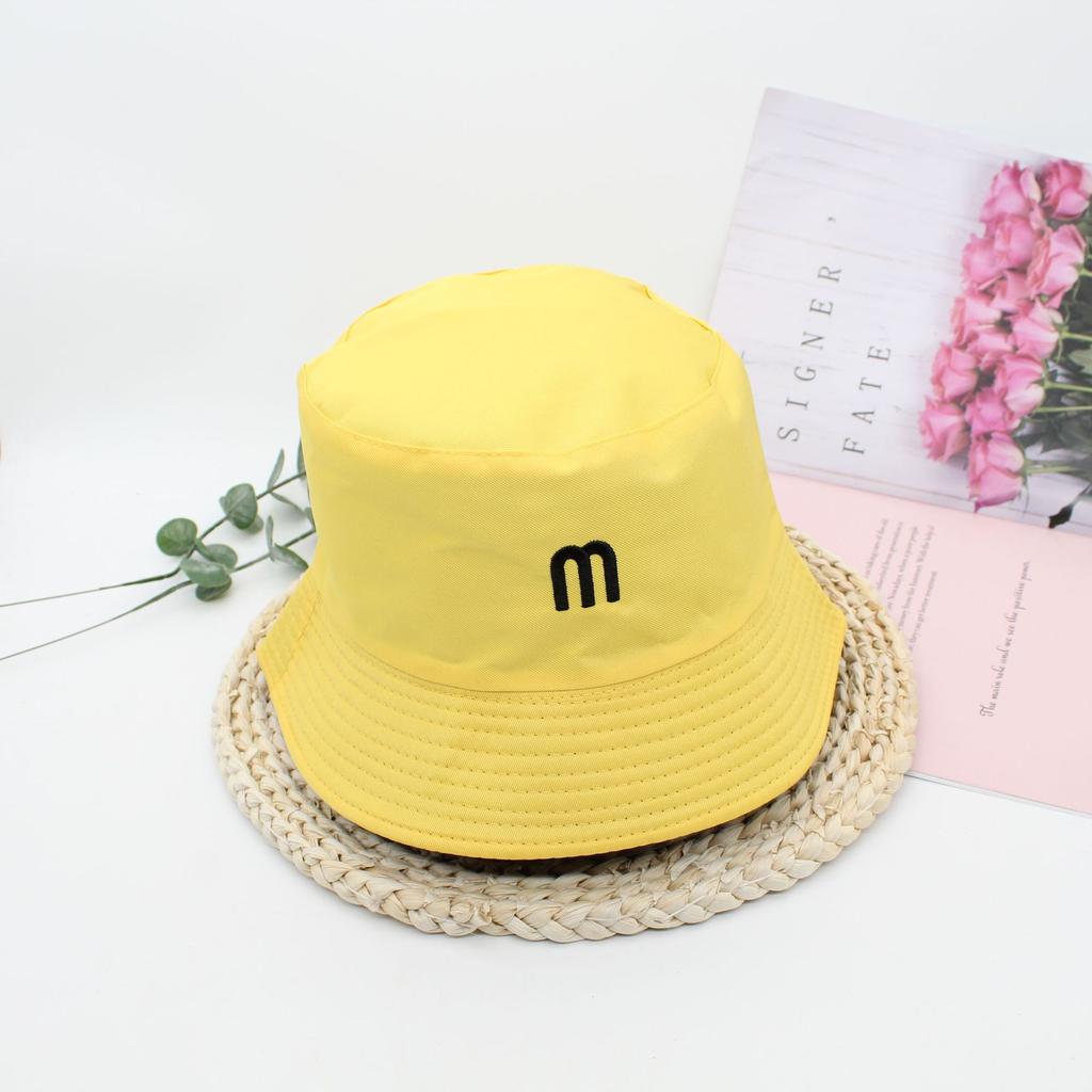 Alphabet Embroidered Bucket Hat Women Sunscreen Visor Outdoor Travel Leisure Double-Sided Can Wear Basin Hat