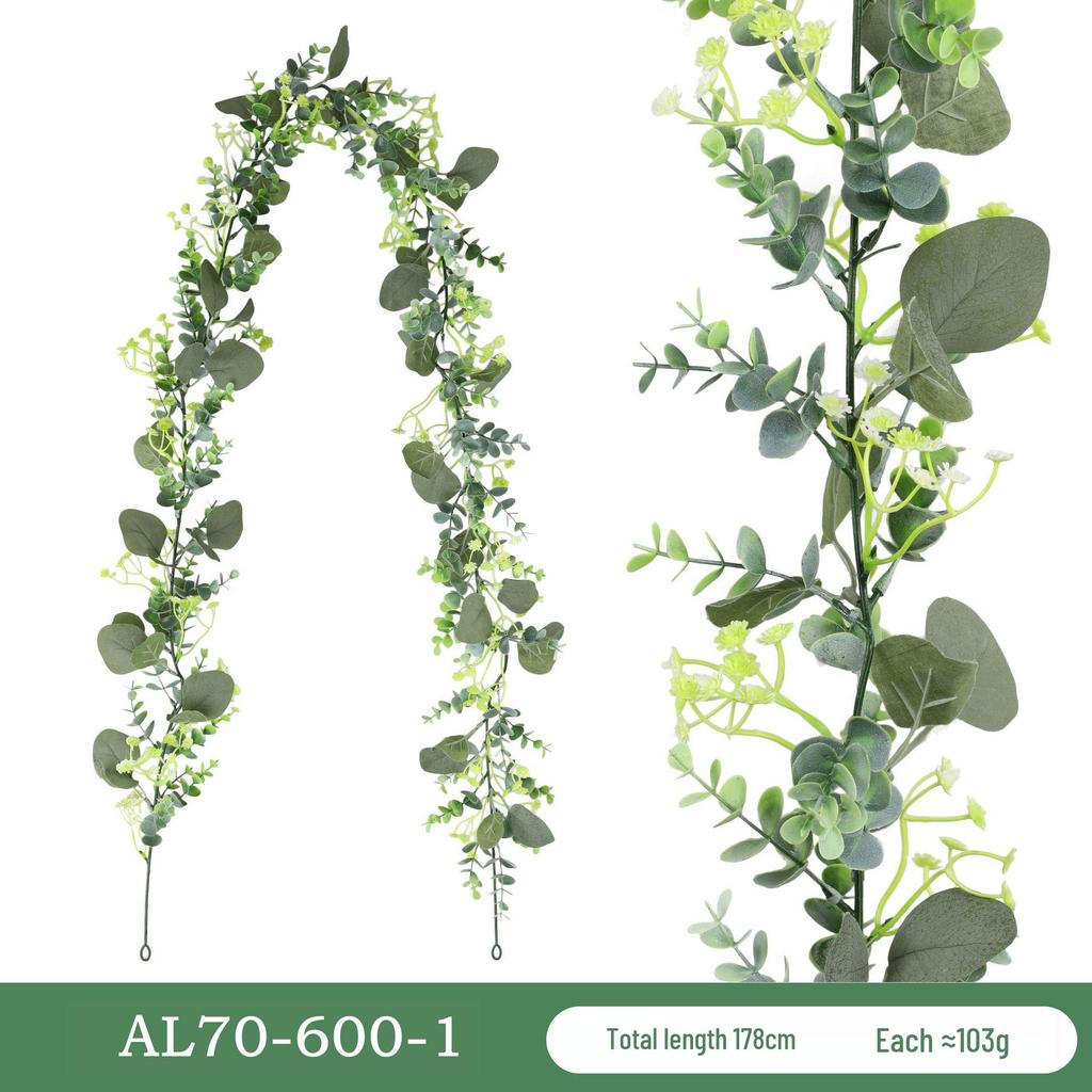 Eucalyptus Rattan Vine with Artificial Leaves and Flowers for Ceiling Hanging