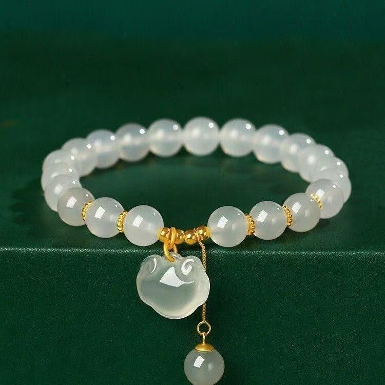 JYL TS Bracelet Safety Lock  New Chinese Elegance Feng Shui Peace & Wish Fulfillment 8mm Blessing Peace [Ruyi] розовый