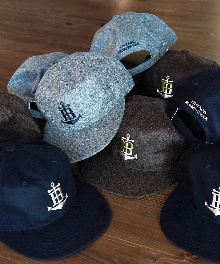Bancheu Anchor Logo Wool Flannel Vintage Baseball Cap - Navy